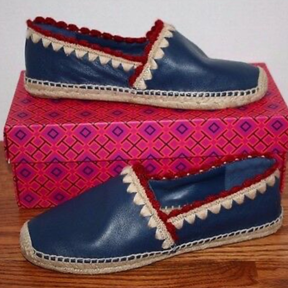TORY BURCH Myra Navy Blue Espadrille Flats